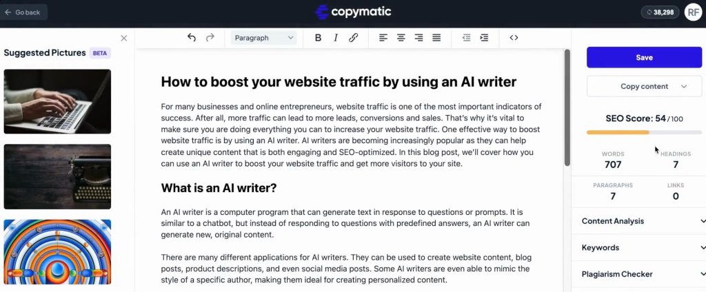 Copymatic Reviews: SEO 