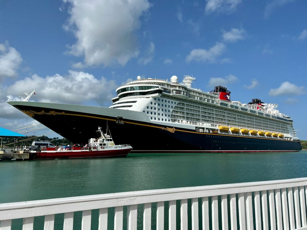 Docked Disney cruise ship