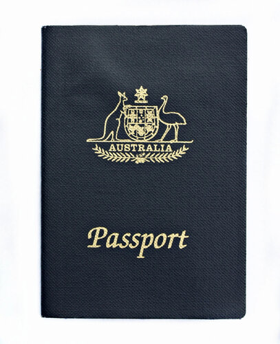 Australian passport on white background