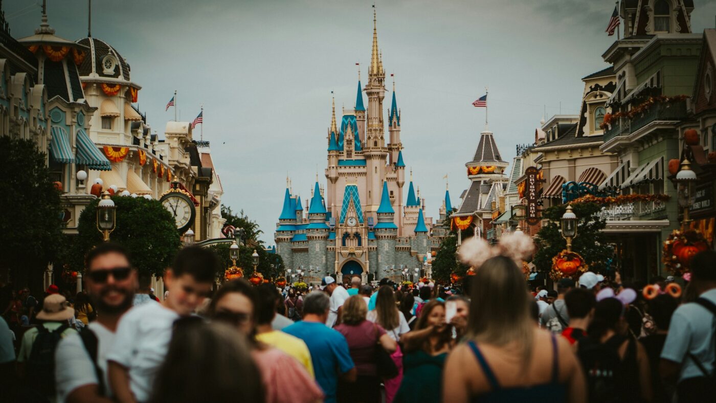 Families at Disney theme park